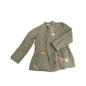 Ruff Hewn Womens Military Green Embroidered Cotton Jacket L SKU 7816